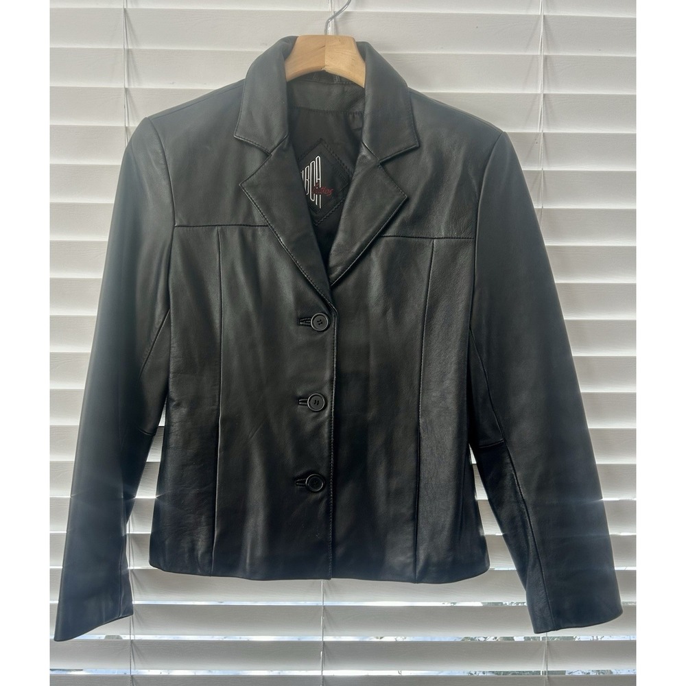 Tiboa Women's Black Genuine Short Leather Bomber-style Jacket Size Small